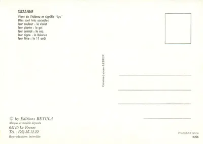Suzanne — nome e símbolos — Edições BETULA — Verso