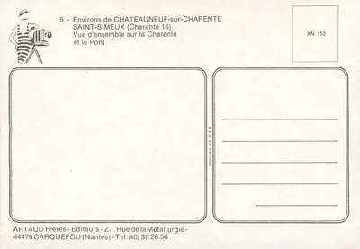 Okręgi Châteauneuf-sur-Charente — Ogólny widok rzeki Charente i mostu — ARtaud Frères — Rewers