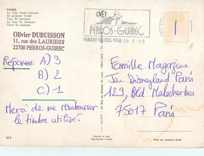 Wieża Świętego Jakuba — Paryż — wydawca Perros-Guirec, nr 512 — Rewers