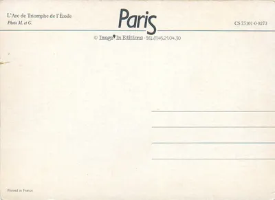 Arc de Triomphe — widok z powietrza — Image In Editions, n° CS 75101-0-0273 — Rewers