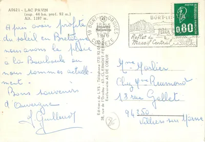 Jezioro Pavin — widok panoramiczny — Éditions du LYS — Rewers