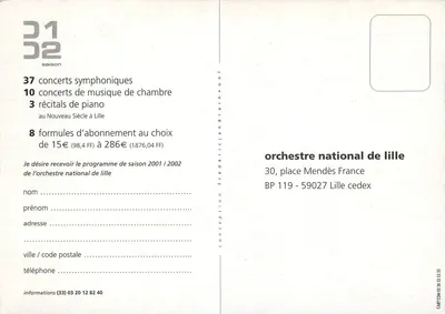 Orkiestra Narodowa w Lille — sezon 2001/2002 — ONL — Rewers