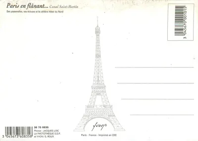 Canal Saint-Martin — Hotel du Nord — Yvon — Verso
