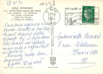 Saint-Flour — widok panoramiczny i zabytki — Wydawnictwo Diplôme — Rewers