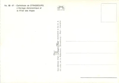 Katedra w Strasburgu — Astronomiczny zegar i Kolumna Aniołów — wydawnictwo MARASCO & Cie S.A. — Rewers