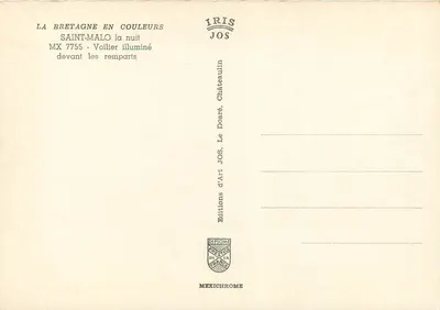 Gorch Fock — Embarcação iluminada diante dos muros — Éditions Iris Jos — Verso