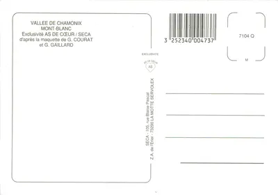 Dolina Chamonix — Ilustrowana karta pocztowa — AS DE CŒUR / SECA — Rewers