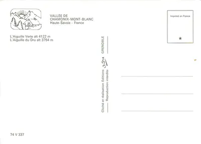 Wyspa Chamonix-Mont-Blanc — Aiguille Verte i Aiguille du Dru — Wydawnictwo Grenoble — Rewers