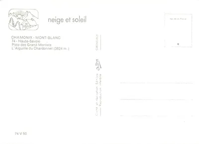 Chamonix-Mont-Blanc — Piste des Grand Montets, L'Aiguille du Chardonnet (3824 m.) — Editions Interlire, Grenoble — Verso