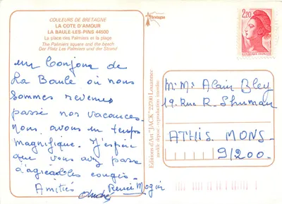 La Baule-les-Pins — vista aérea da praia e do centro — Éditions d'Art 'JACK' — Verso