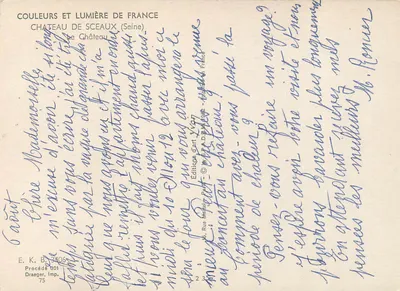 Castelo de Sceaux — Sena — Éditions d'Art V. Qart — Verso