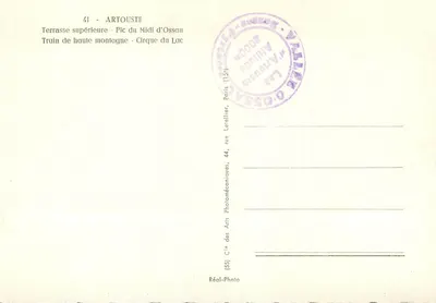 Artouste — Lembrança de Artouste — Cie des Arts Photomécaniques — Verso