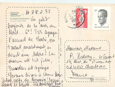 OOSTENDE — Port z dużym parowcem — wydawca a. van misghem — Rewers