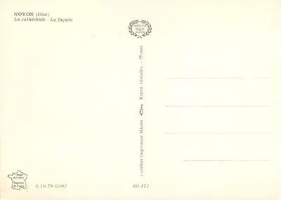 Noyon (Oise) — Katedra — Fronton — Wydawca Cangy, nr seryjny 35.000 — Rewers