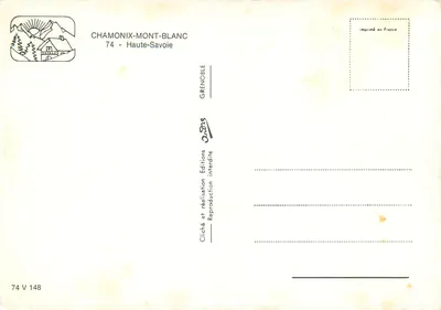 Chamonix-Mont-Blanc — Mont Blanc, Lac des Gaillands, Aiguilles du Midi et du Dru — Éditions Grenoble — Verso