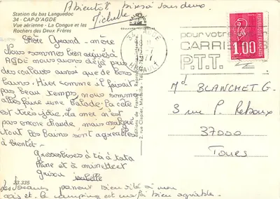 Cap d'Agde — widok z powietrza — Rochers des Deux Frères — Wydawnictwo Francuskie, Marsylia — Rewers