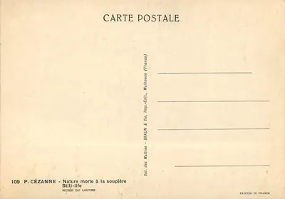 Natureza morta com panela — P. Cézanne — Coleção dos Mestres, edição Braun & Cie — Verso
