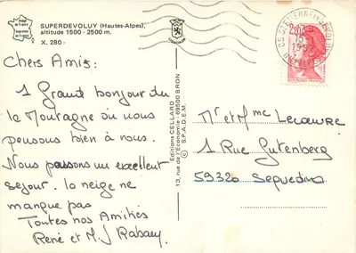 Superdévoluy (Alpes-de-Haute-Provence) — altitude 1500-2500 m — Éditions Cellard — Verso