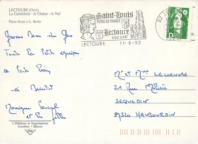 Lectoure — Katedra, chórzek - nawy — Wydawnictwo i Drukarnia Combier / Mâcon — Rewers