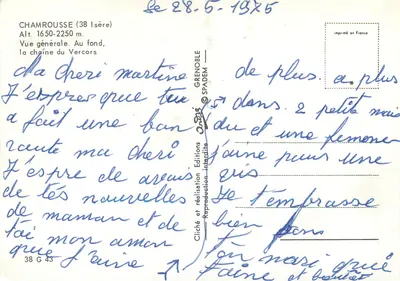 Chamrousse (38 Isère) — Vista geral com a cadeia do Vercors no fundo — Éditions Grenoble Spadem — Verso