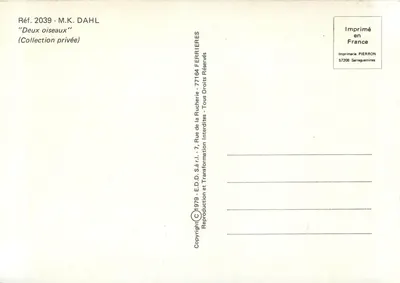 Dois pássaros — Coleção privada — E.D.D. S.à r.l. e Imprimerie Pierron — Verso