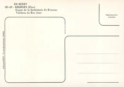 Cripta da Catedral de São Etienne em Bourges — Túmulo do Duque Jean — Edições GREFF — Verso