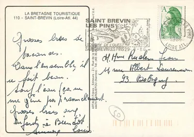 Saint-Brevin — vista panorâmica com esquilo — editor La Bretagne Touristique, n°110 — Verso