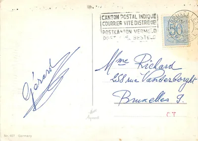Zimowy chasis — zimowy krajobraz z wozem — Flaco Aquarell, Nr. 407, Niemcy — Rewers