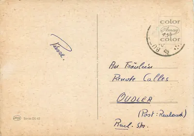 Três velas de Natal — pinheiros e cones — Amag Serie GL 63 — Verso