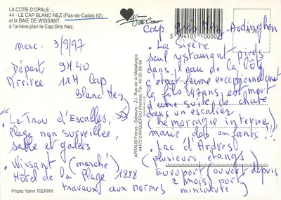 Sito dei Caps — vista panoramica con fiori e spiaggia — Artaud Frères, N° 36 — Verso