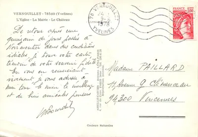 Vernouillet — Igreja, prefeitura, castelo — Abelle-Cartes, n° 236.41.28 — Verso