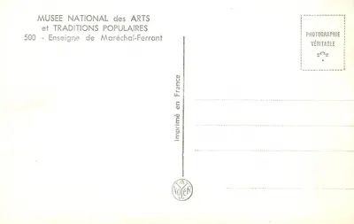 Enseigne de Maréchal-Ferrant — Museu Nacional das Artes e Tradições Populares — n°500 — Verso