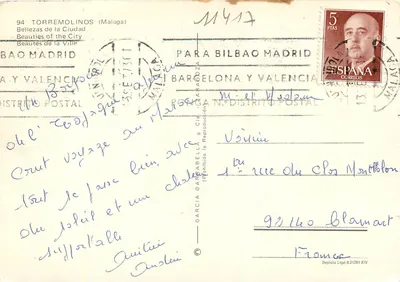 Torremolinos — plaża i miasto — Telegrama, n° 150 — Rewers