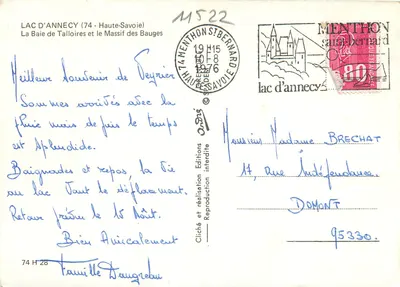 Lago de Annecy — Baía de Talloires — Edições proibidas — Verso