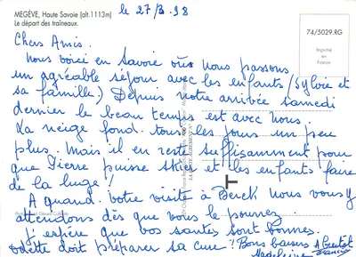 Megève — Vista della piazza con carri a cavallo — RGO — Verso