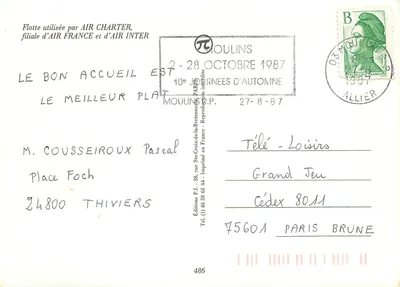 Frota de Air Charter — Air France e Air Inter — Edições F.L. n°486 — Verso