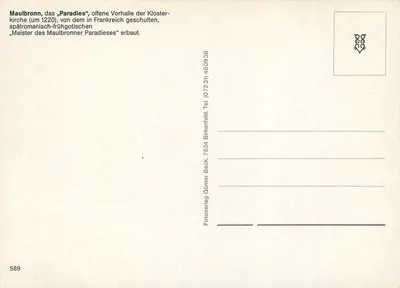 Maulbronn — « Paradies » — Fotoverlag Günter Beck — Verso