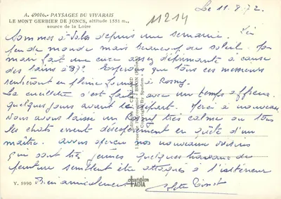 Mont Gerbier de Joncs — fonte da Loire — Éditions J. Cflard (Régnon) — Verso