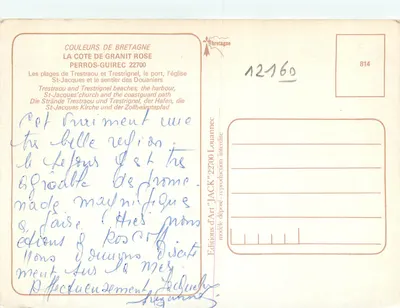 Perros-Guirec — Costa de Granito Rosa — Editor de Arte 'Jack' n°814 — Verso
