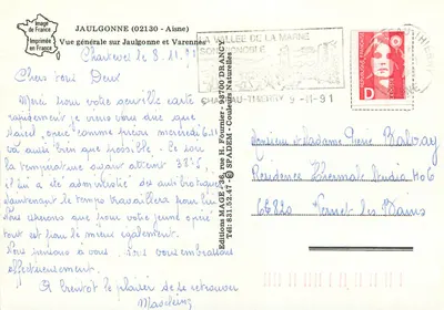 Jaulgonne e Varennes — Vista geral — Éditions H. Fournier — Verso
