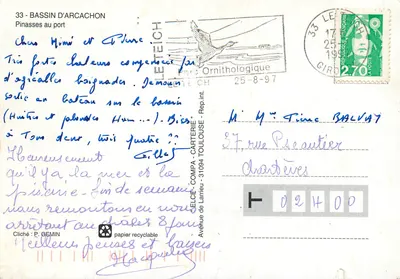Bassin d'Arcachon — widok z pinassami na przystani — Élécé — Rewers