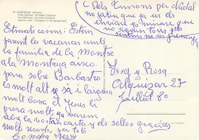 Alquezar (Huesca) — Ogólny Widok, Kolegiata w Tle — Industria Papelera Osca, nr 32 — Rewers