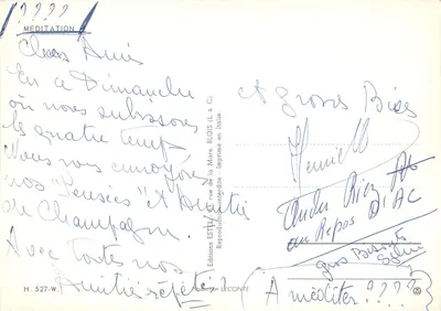 Crâne e Champagne — Meditação — Editor Estel, n° H. 527-W — Verso
