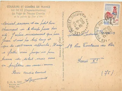 Praia de Trousse-Chemise — Ilha de Ré (Charente-Maritime) — Edições d'Art Yvon — Verso