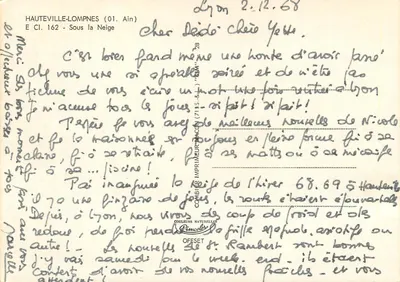 Hauteville-Lompnès (01) — Sob a Neve — Impressor Maccon — Verso
