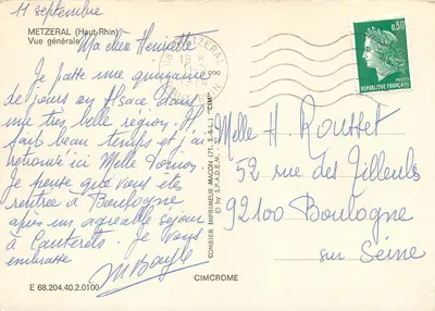 Metzeral (Haut-Rhin) — Ogólny widok — Wydawca Combier (71, S.&L.) — Rewers