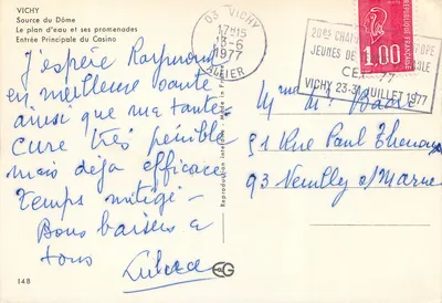 Vichy — Źródło Dôme i Wielki Kasyno — Wydawca CG n°148 — Rewers
