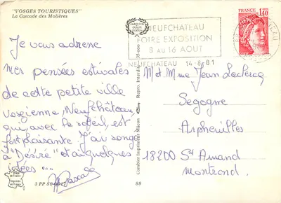 Cascata delle Molières — Neufchâteau — Vosges Touristiques — Verso