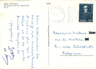 Geiranger — a estrada da águia — editor Per Merok, n°6 — Verso