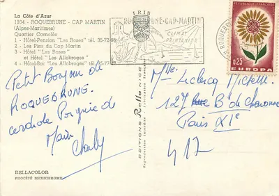 Roquebrune-Cap Martin — Hotel-Pensjon Les Allobroges — Wydawnictwo Rellacolor — Rewers